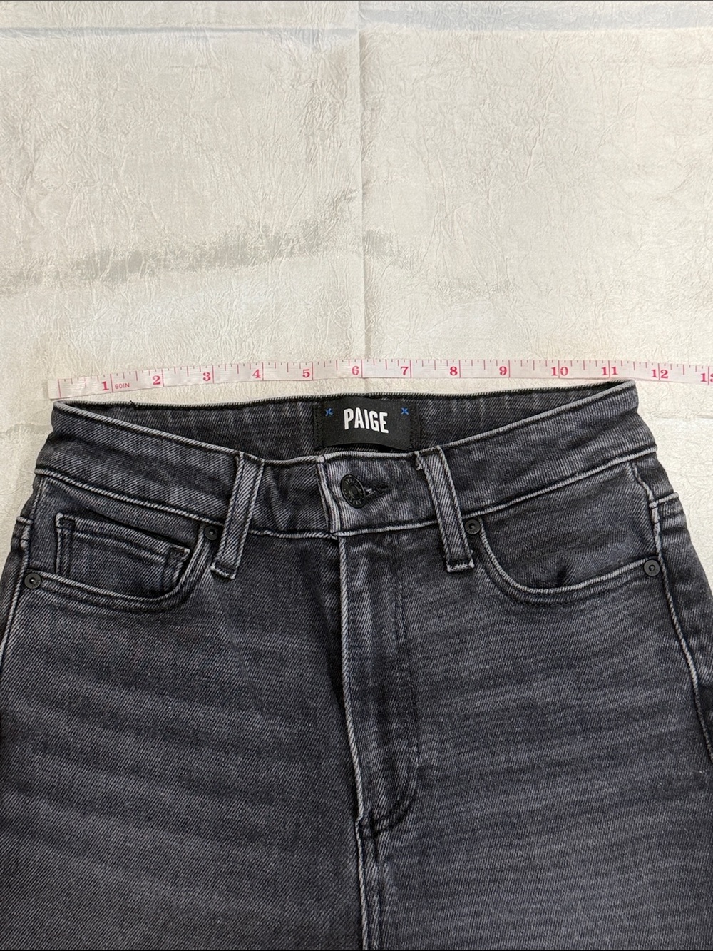 PAIGE Black Wash Raw Hem Straight Leg Jeans Women’s 24 - Picture 5 of 7